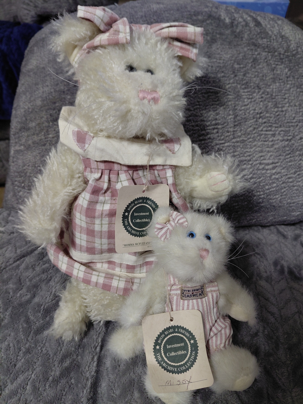 Boyds Bears & Friends Momma McFuzz & Missy Cats Stuffed Animals w/ Tags RETIRED